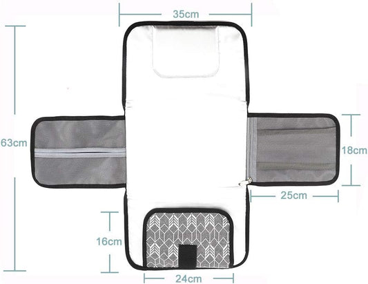 Lekebaby Portable Nappy Changing Mat – 2-in-1 Travel Diaper Station with Extra Head Cushion