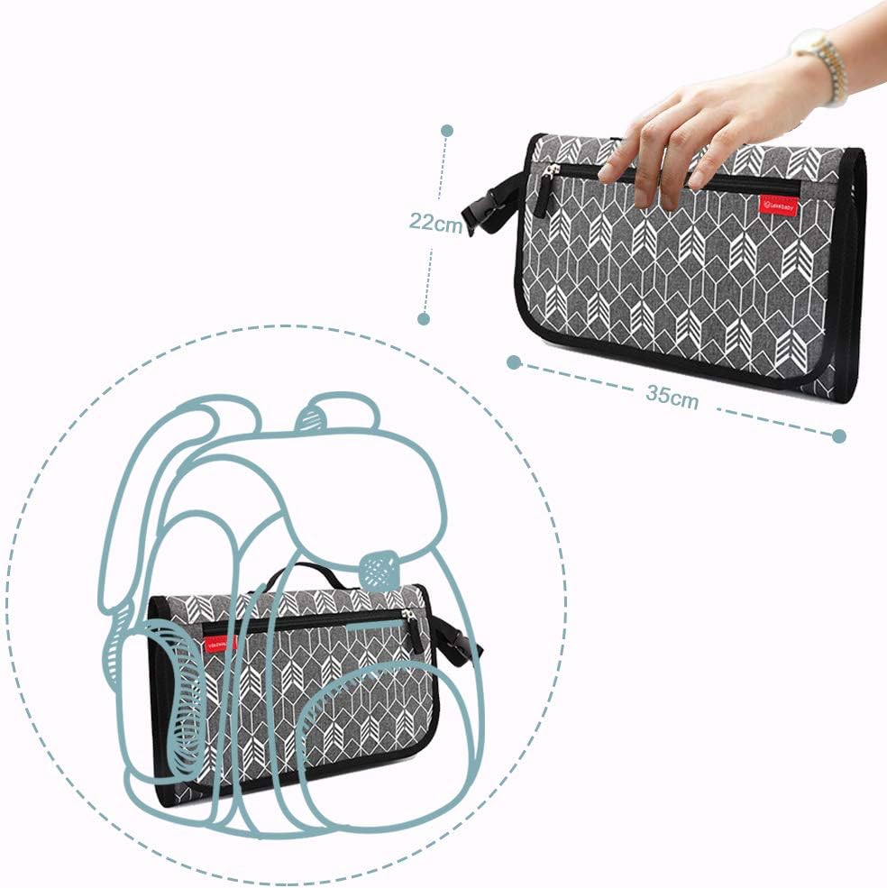Lekebaby Portable Nappy Changing Mat – 2-in-1 Travel Diaper Station with Extra Head Cushion