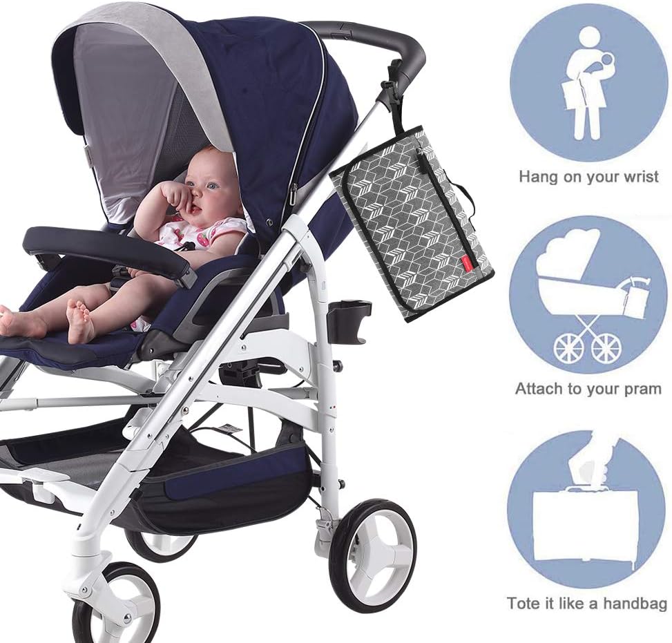 Lekebaby Portable Nappy Changing Mat – 2-in-1 Travel Diaper Station with Extra Head Cushion