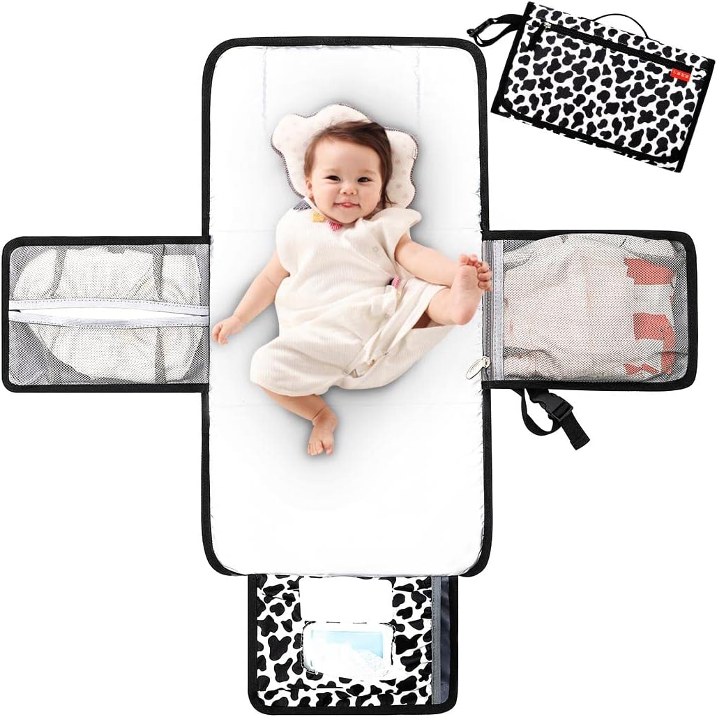 Lekebaby Portable Nappy Changing Mat – 2-in-1 Travel Diaper Station with Extra Head Cushion